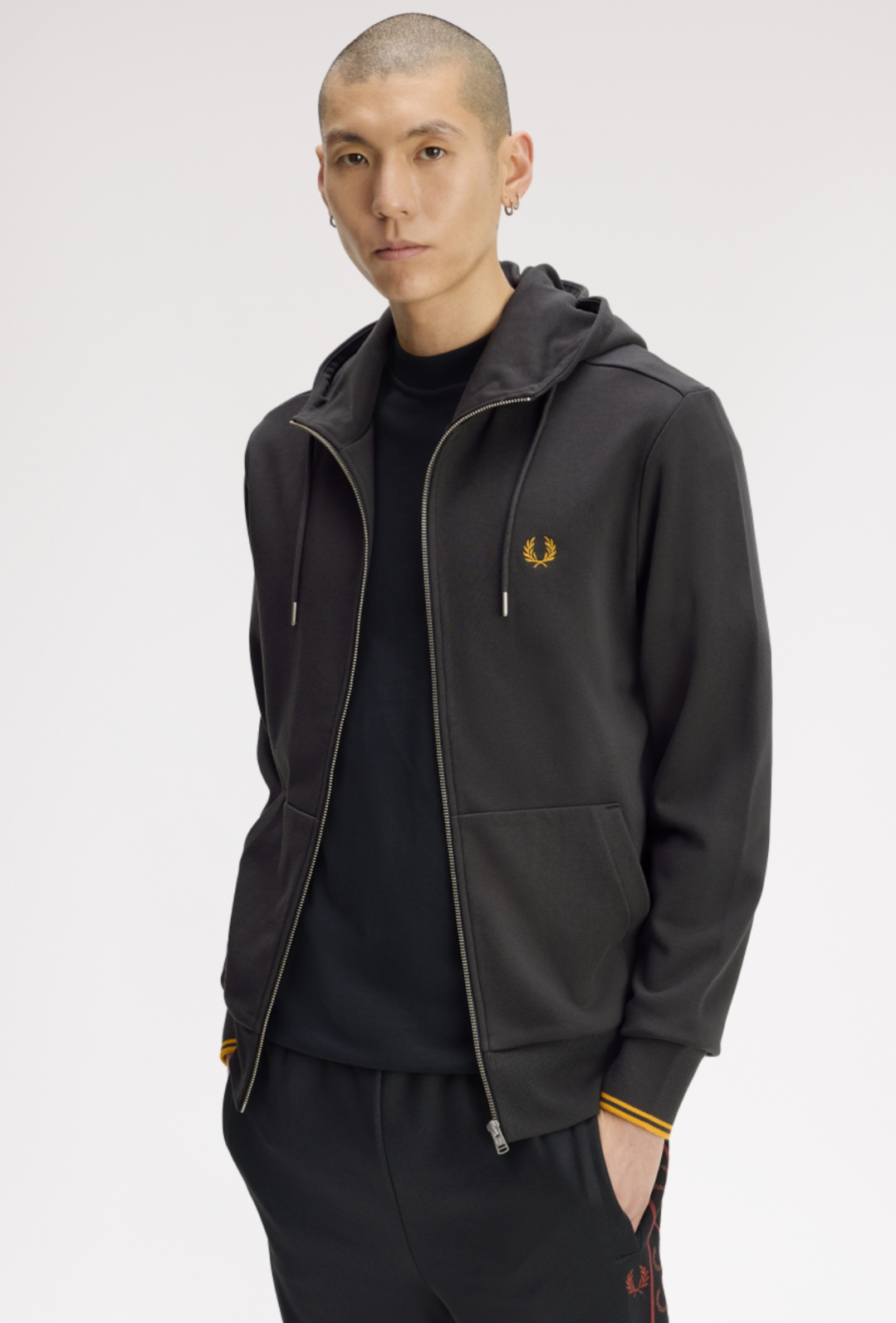 Hooded zip trough sweatshirt grigia