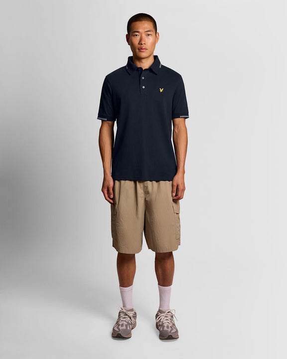 Fine Tipped Polo blu navy/chalck blue