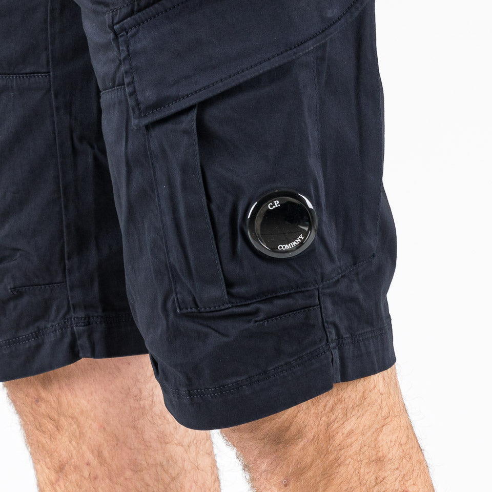 Stretch sateen cargo short blu navy