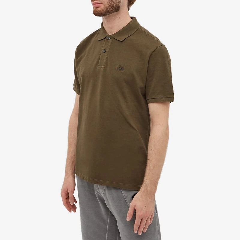 Stretch Piquet polo shirt verde militare