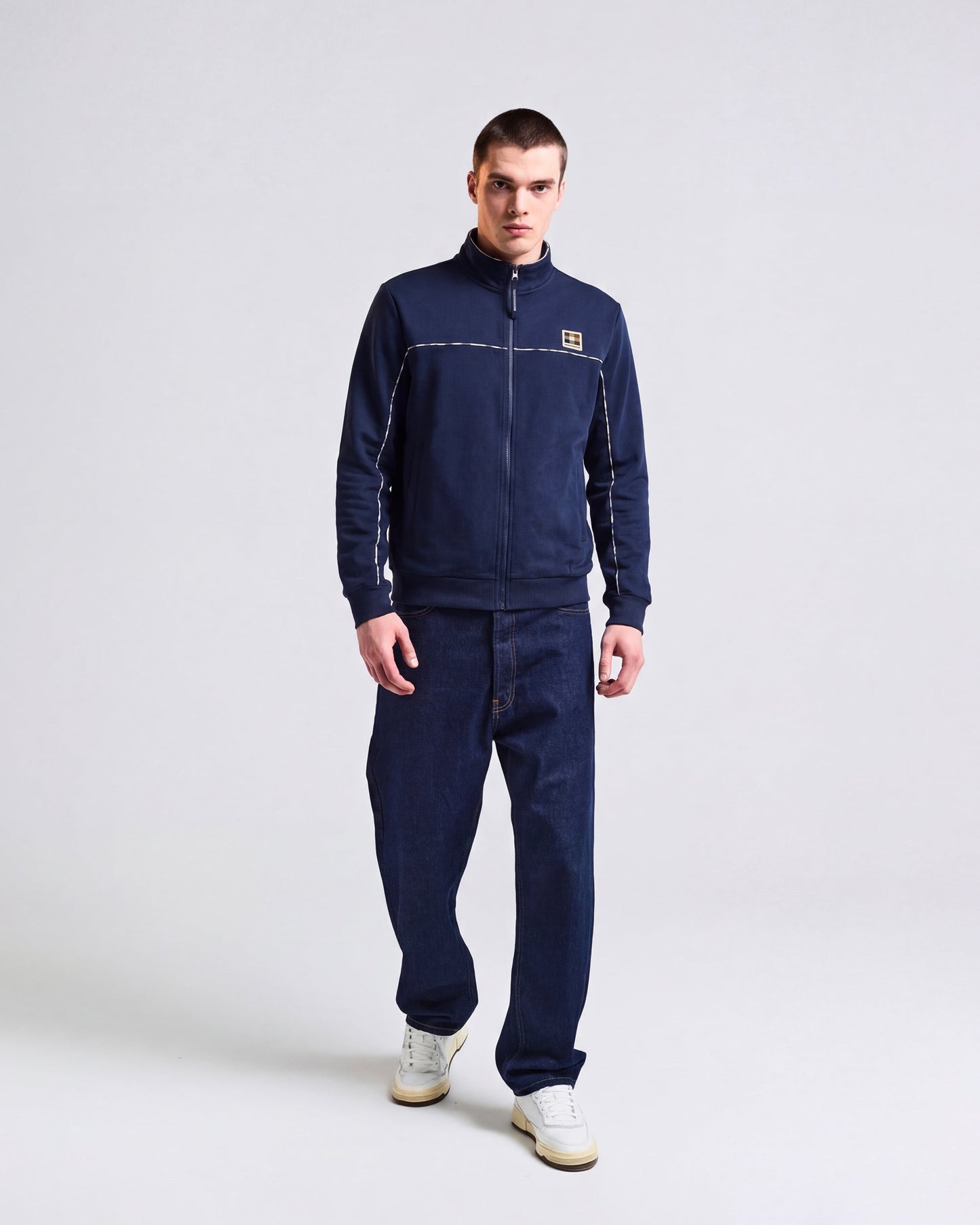 Piping scuba track top navy