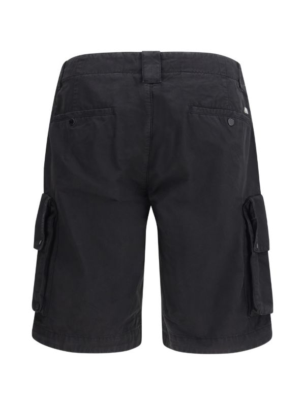 Cotton gabardine Lens carta short  nero