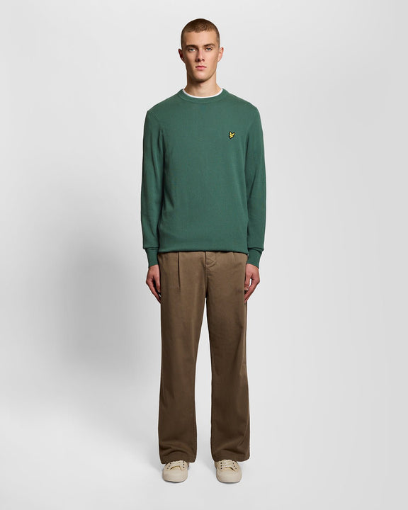 Cotton crew neck jumper green everglade