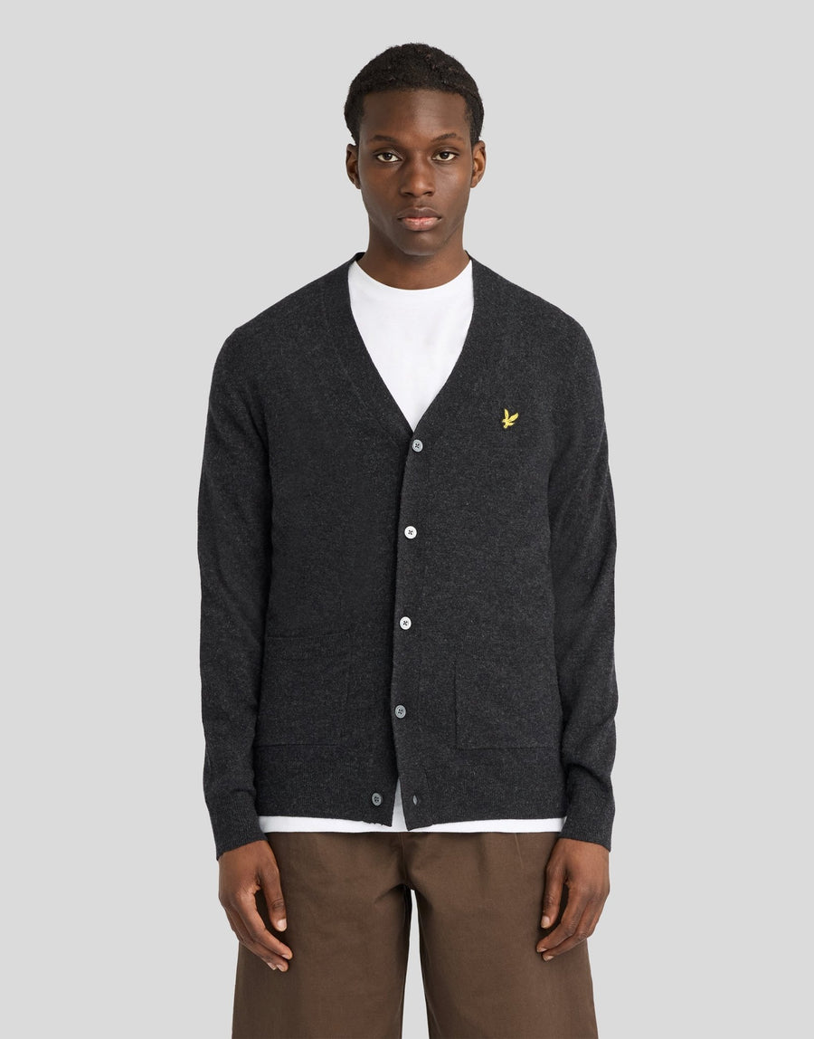 Cardigan lambswool jet black marl