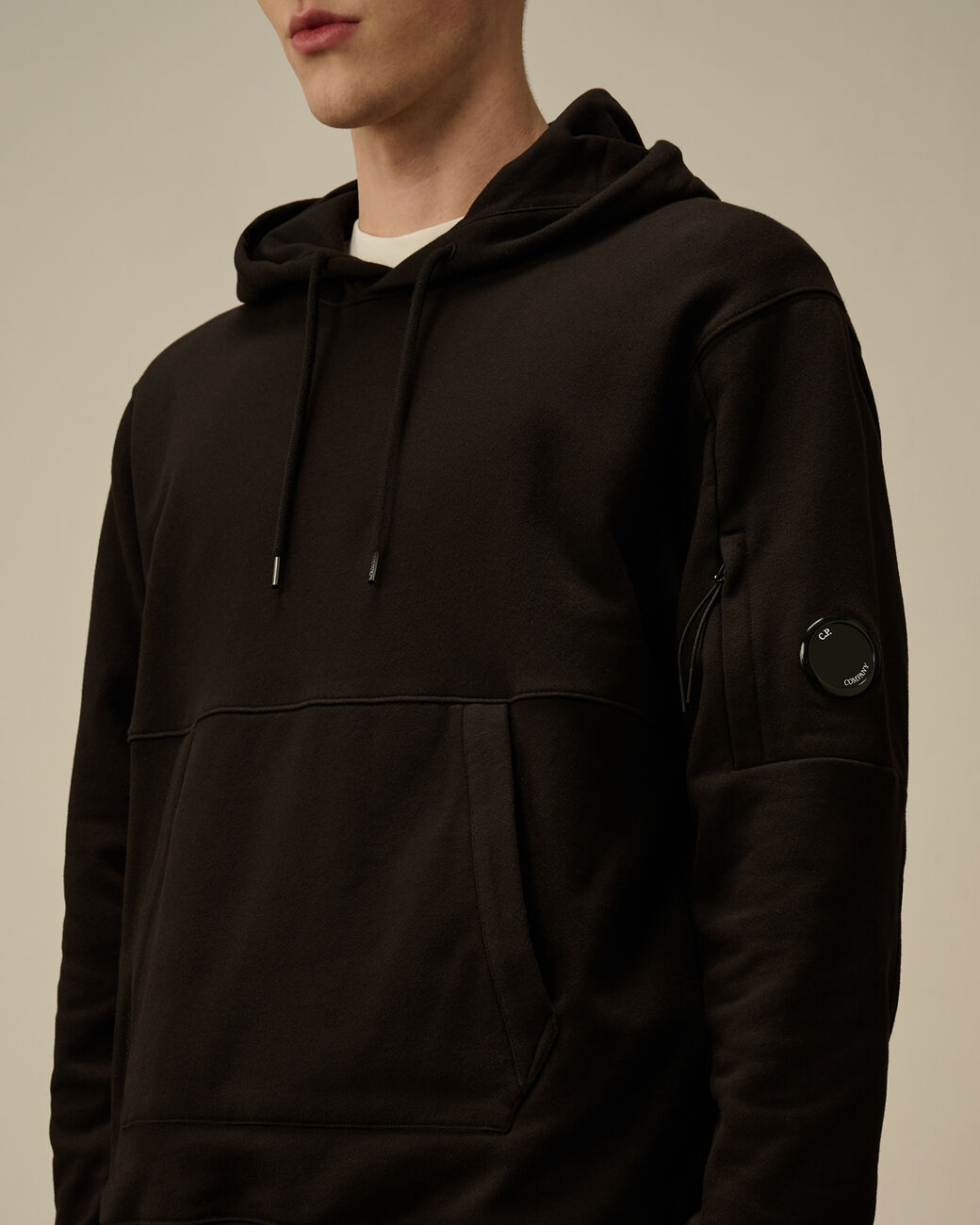 Sweat Hooded Diagonal Raised Fleece nera