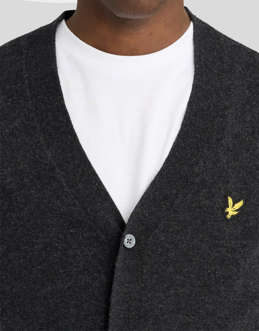 Cardigan lambswool jet black marl