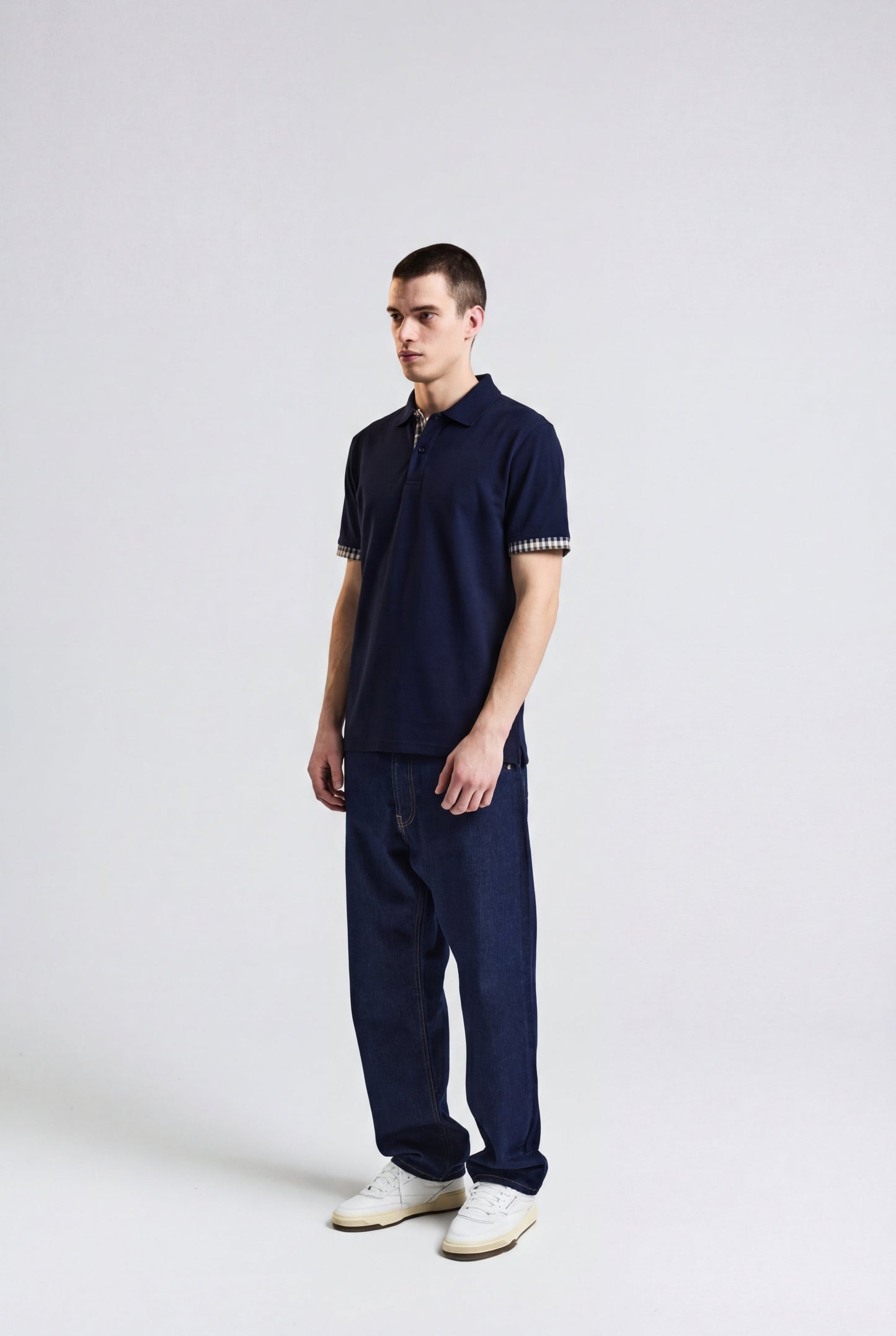 Stretch sleeves polo navy