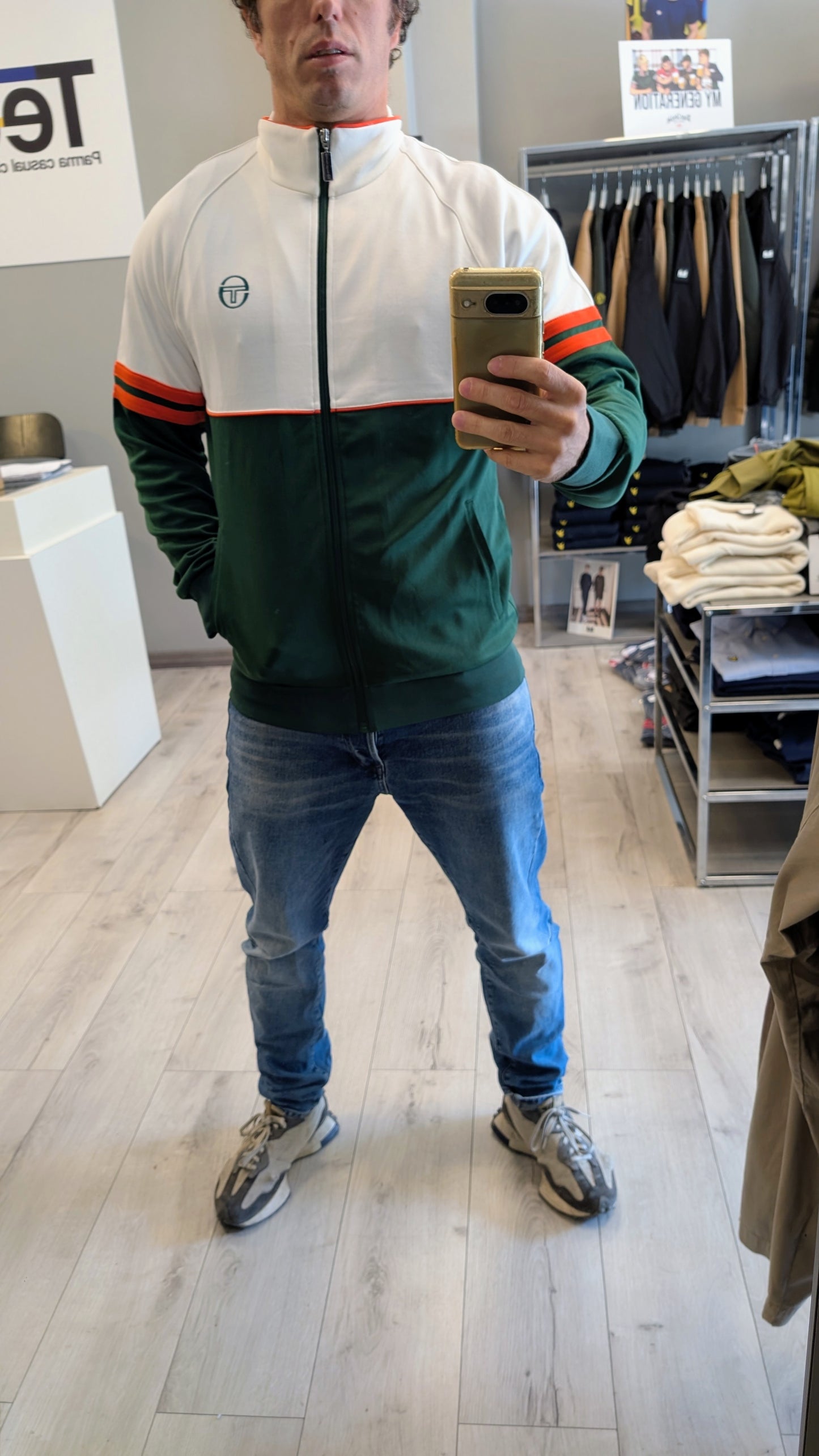 Felpa track top Orion verde/panna/rosso
