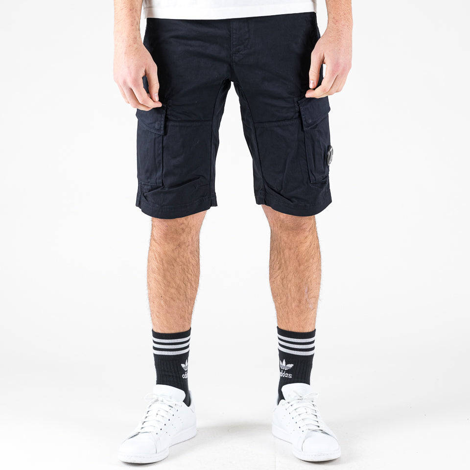 Stretch sateen cargo short blu navy