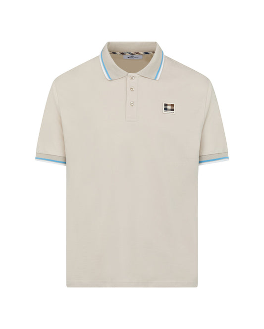 Stretch piquet stripes polo beige