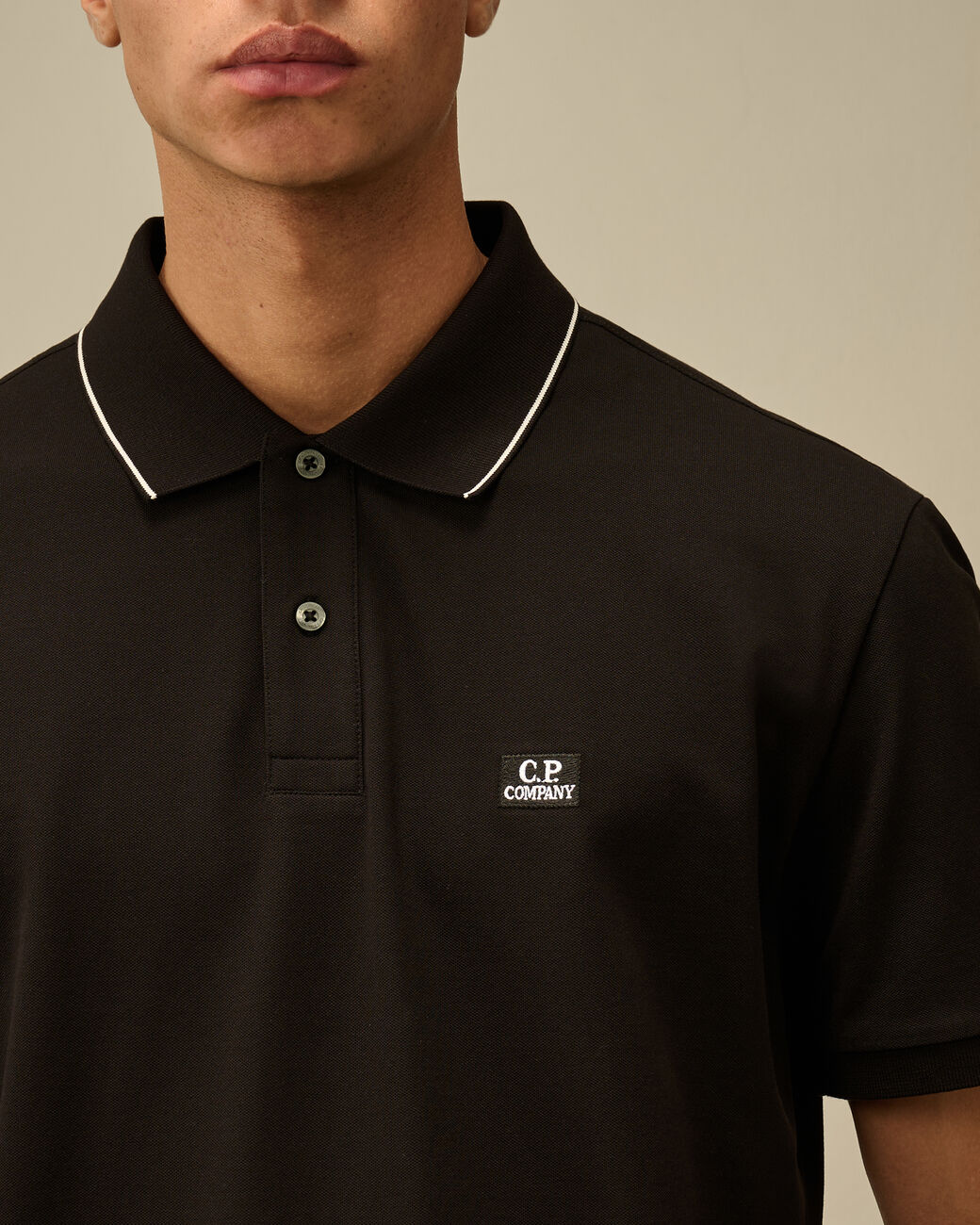 Polo sleeve Stretch piquet nero