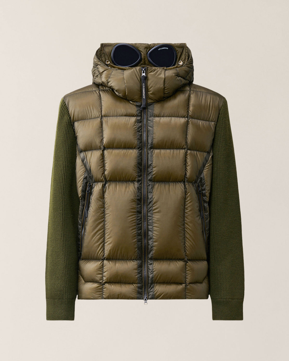 Knitwear goggle jacket merino wool extrafine Ivy green