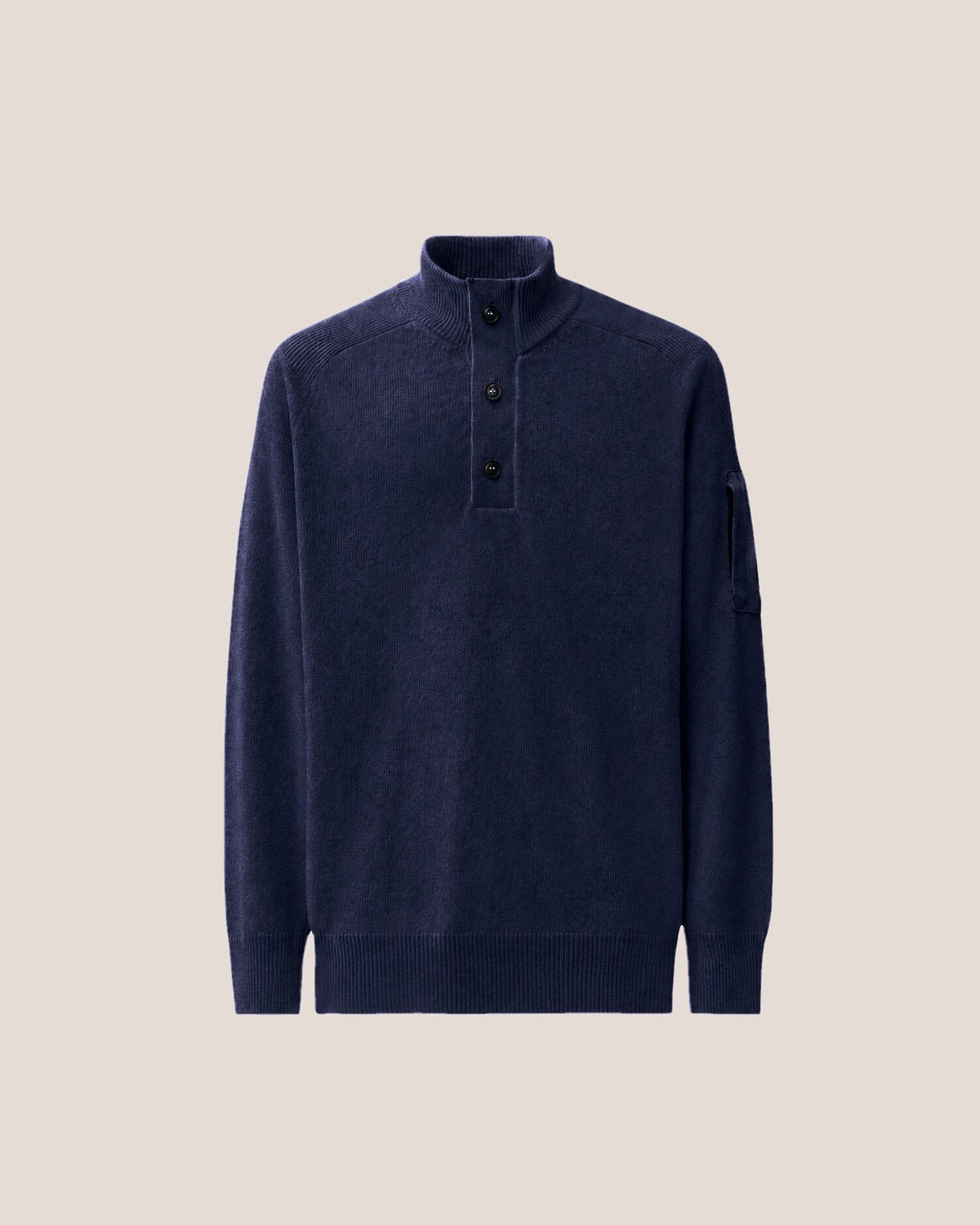 Lambswool GRS half button sweater navy