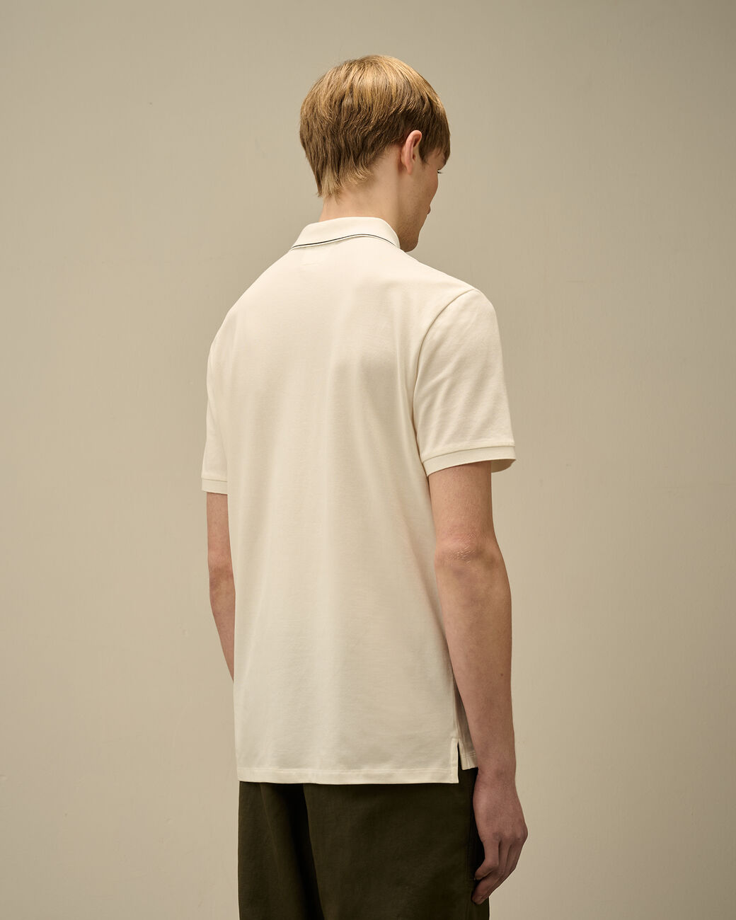 Polo sleeve Stretch piquet gauze white