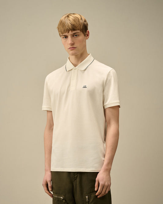 Polo sleeve Stretch piquet gauze white