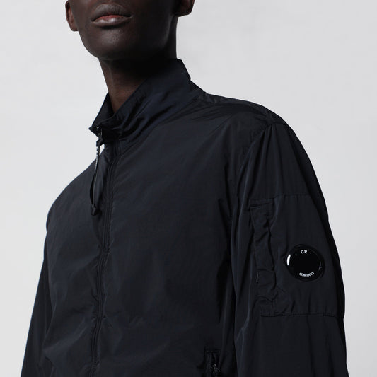 Bomber track top in nylon foderato navy