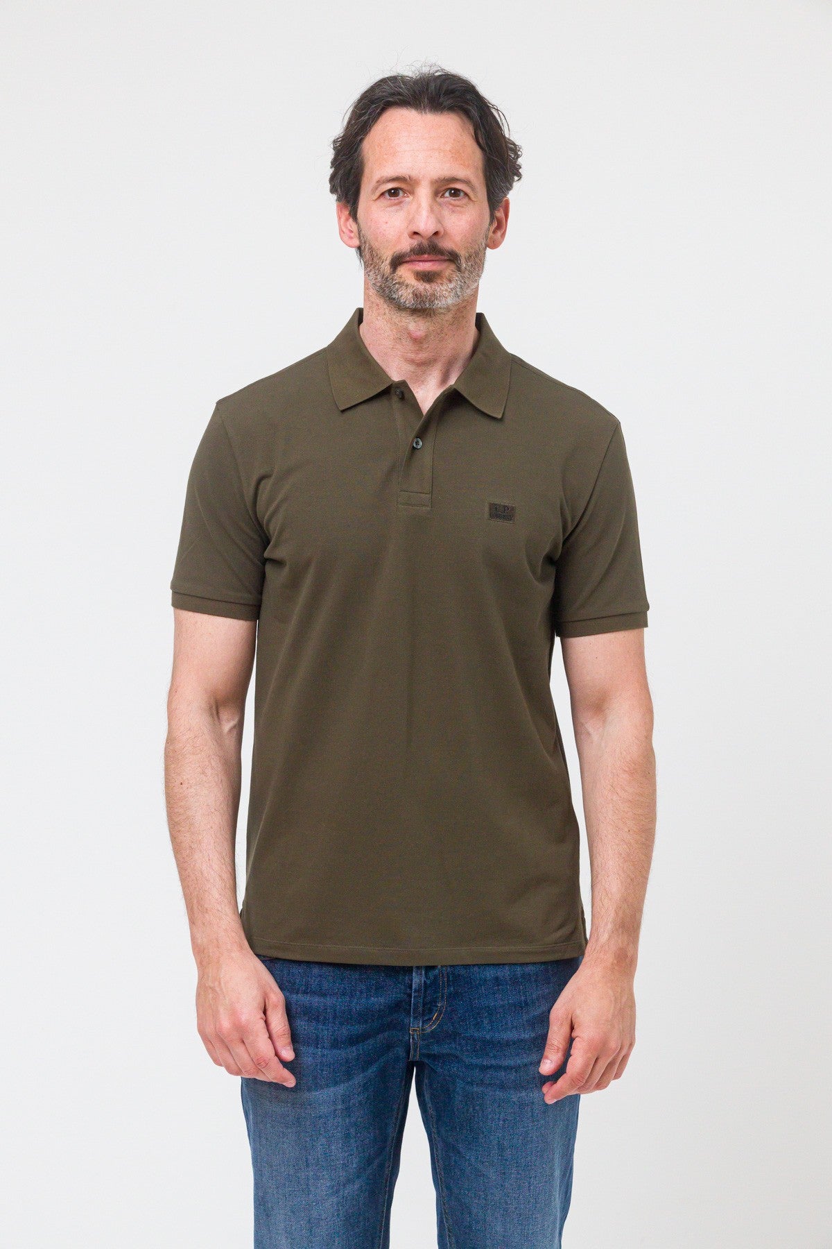 Stretch Piquet polo shirt verde militare