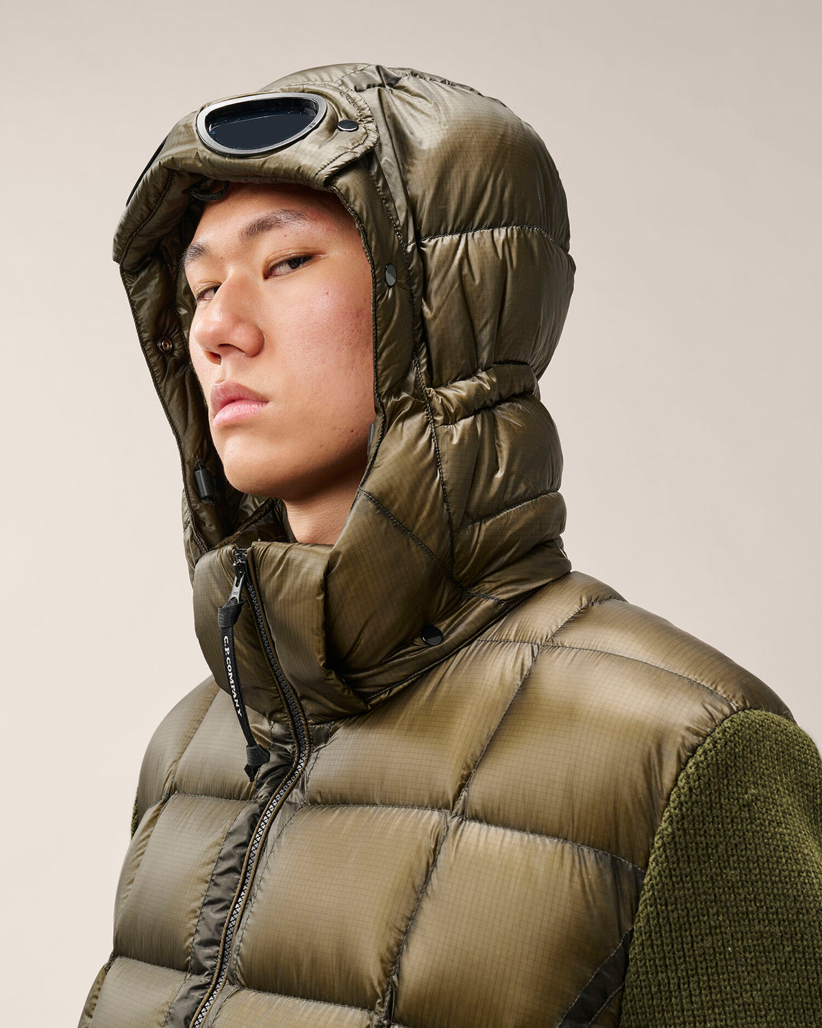 Knitwear goggle jacket merino wool extrafine Ivy green