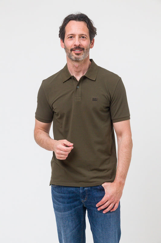 Stretch Piquet polo shirt verde militare
