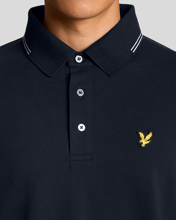 Fine Tipped Polo blu navy/chalck blue
