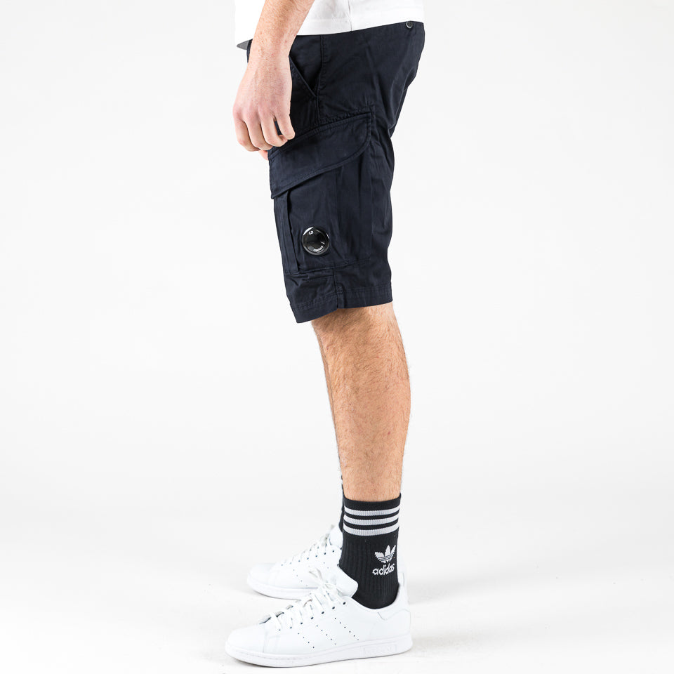 Stretch sateen cargo short blu navy