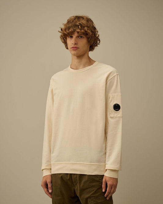 Diagonal raised fleece sweatshirt beige