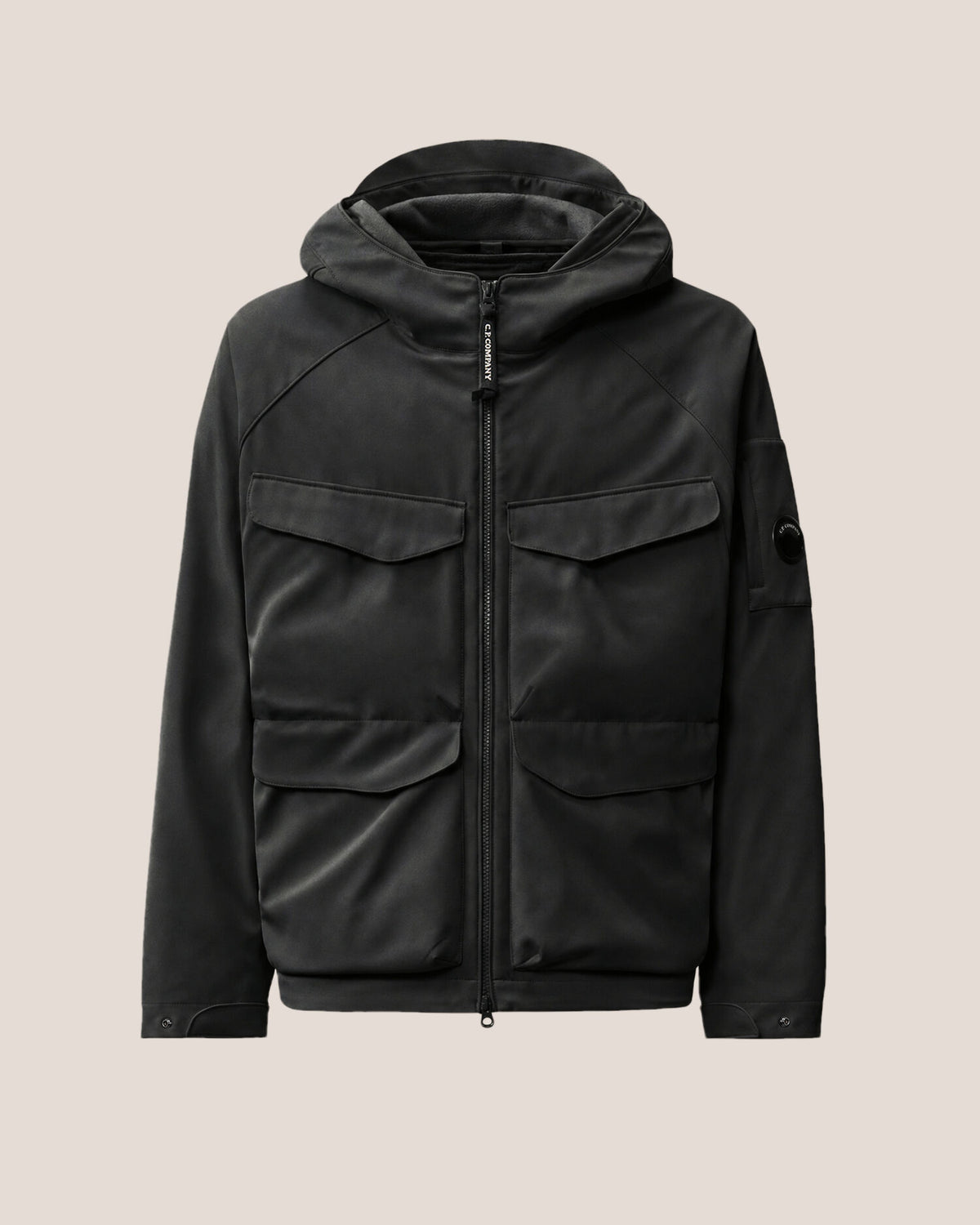 CP Shell padded hooded Lens jacket nero