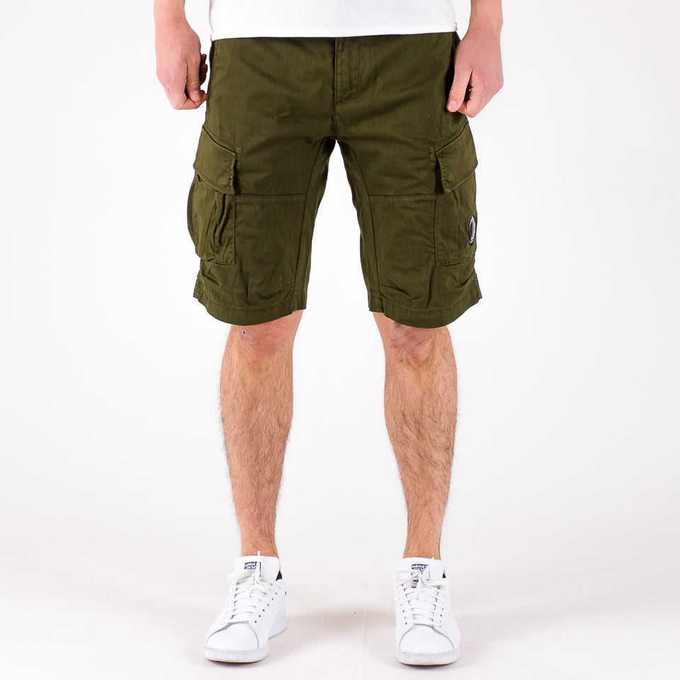 Stretch sateen cargo short Ivy green