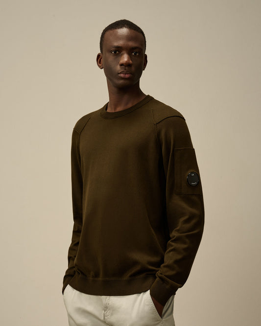 crew neck lens knit verde militare