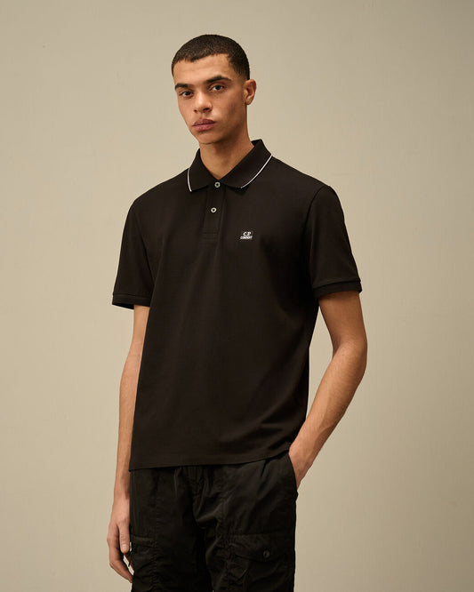 Polo sleeve Stretch piquet nero