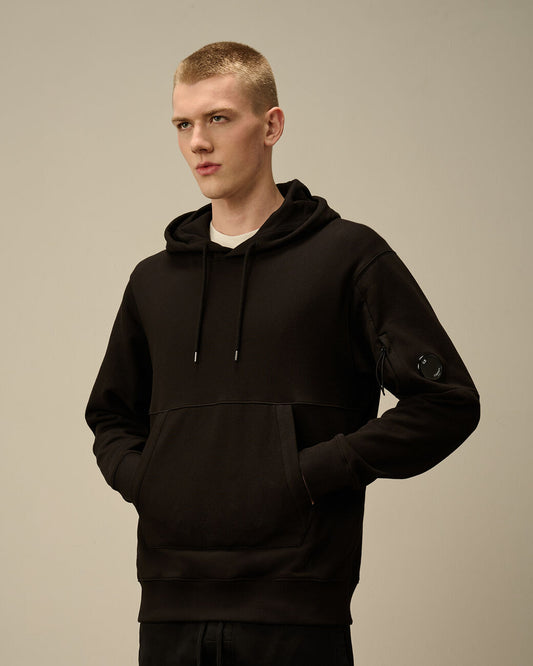 Sweat Hooded Diagonal Raised Fleece nera