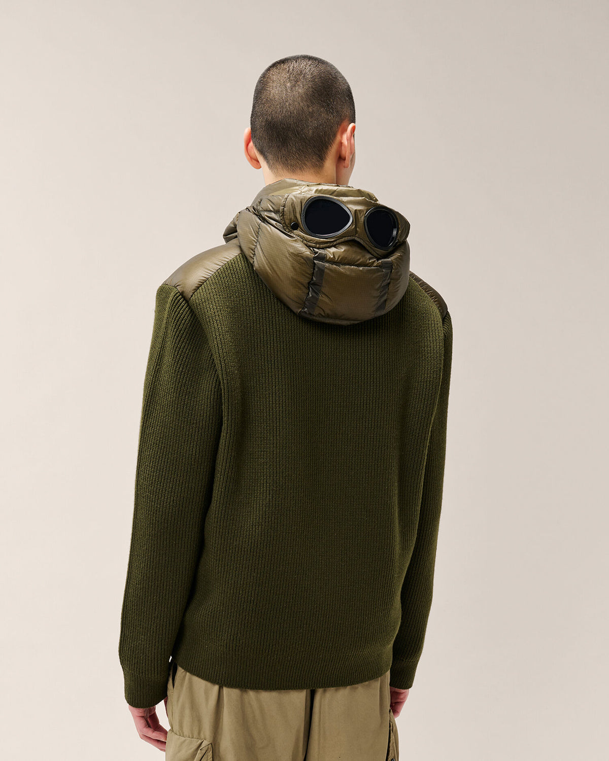 Knitwear goggle jacket merino wool extrafine Ivy green