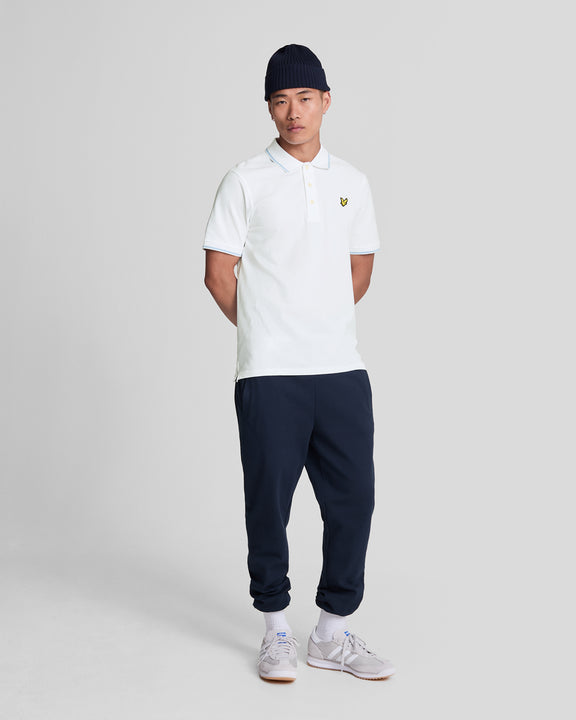 Tipped Polo White/light blue