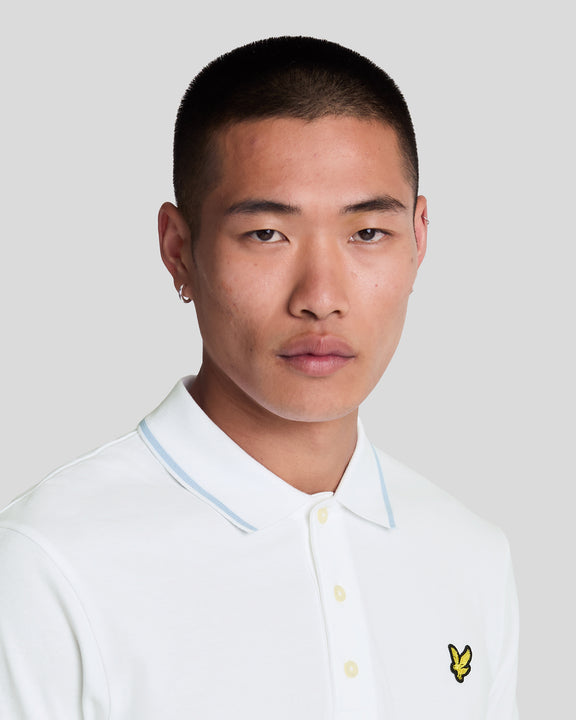 Tipped Polo White/light blue