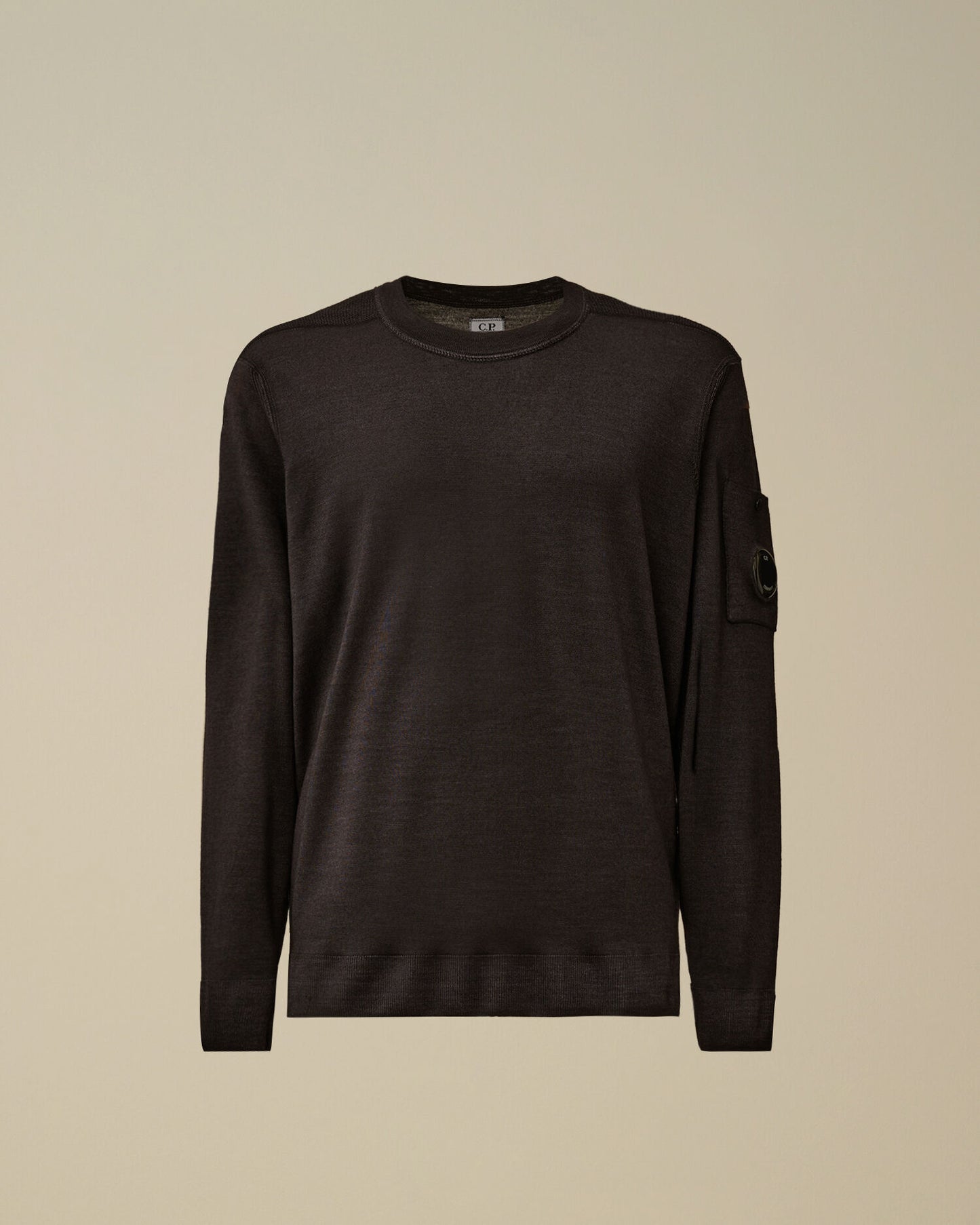 Merino wool crewneck lens sweater nero