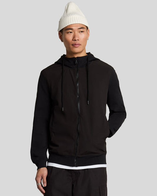 Softshell Hybrid zip through hoodie nero