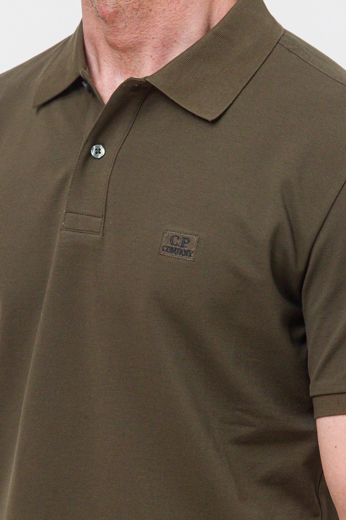 Stretch Piquet polo shirt verde militare