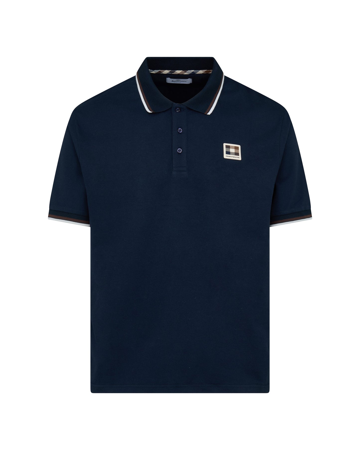 Stretch piquet stripes polo navy