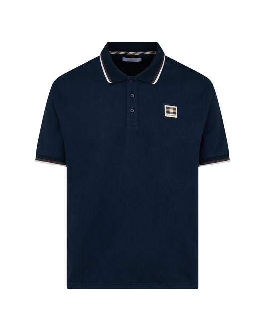 Stretch piquet stripes polo navy