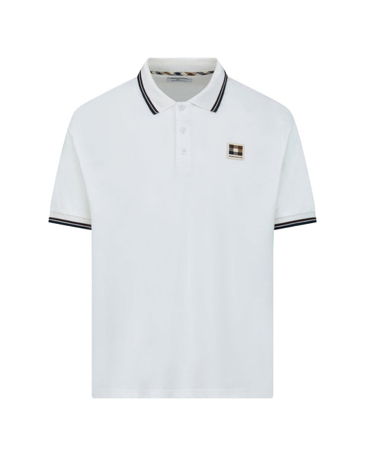 Stretch piquet stripes polo bianca