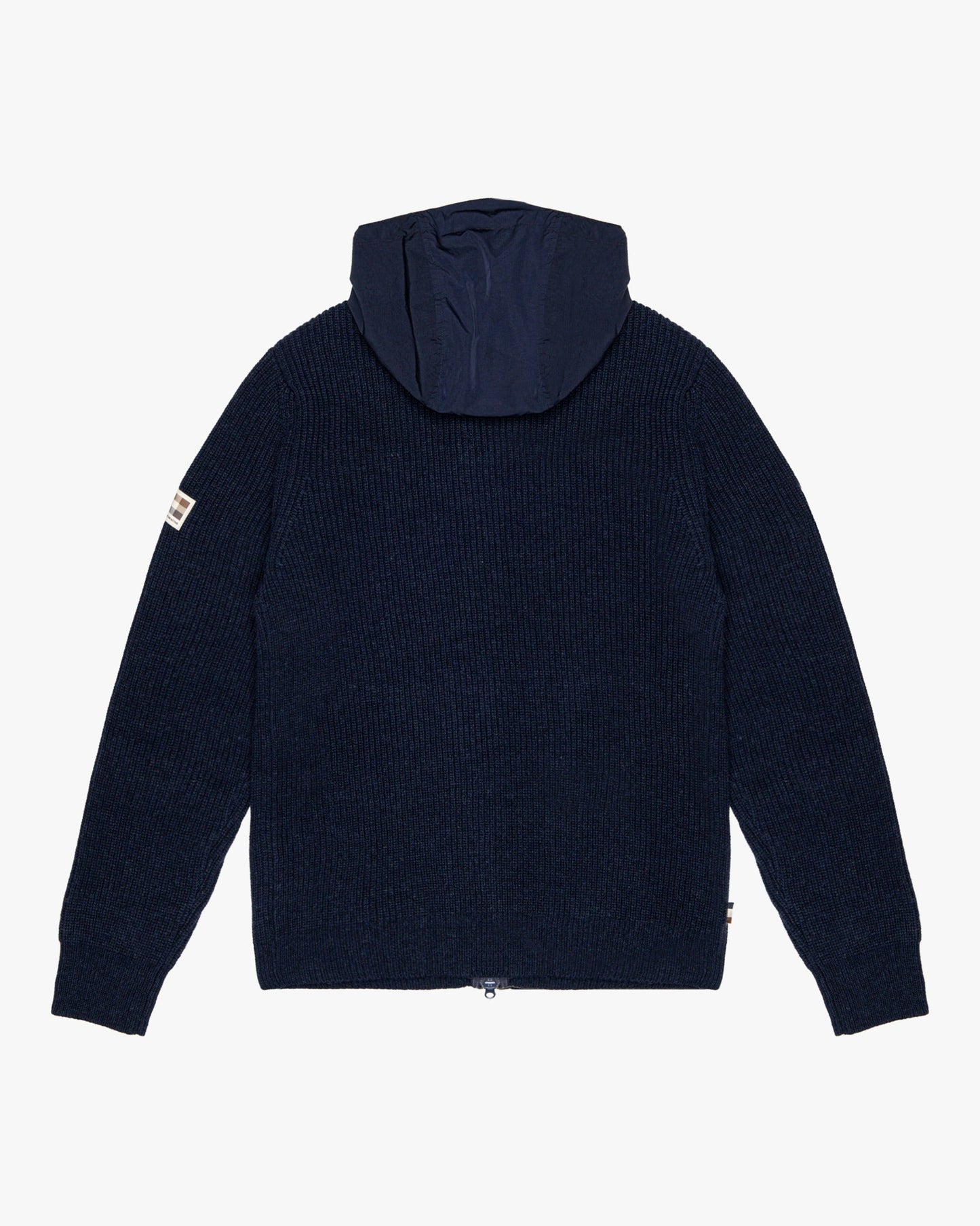 Lambswool hooded full zip navy