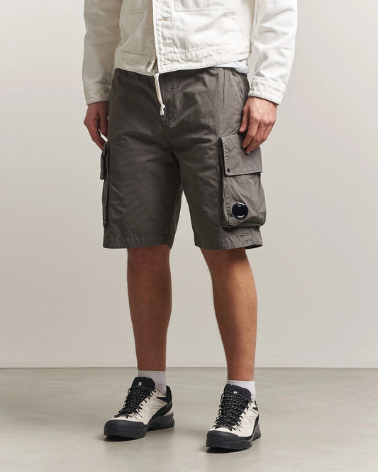 Cotton gabardine Lens carta short grigio