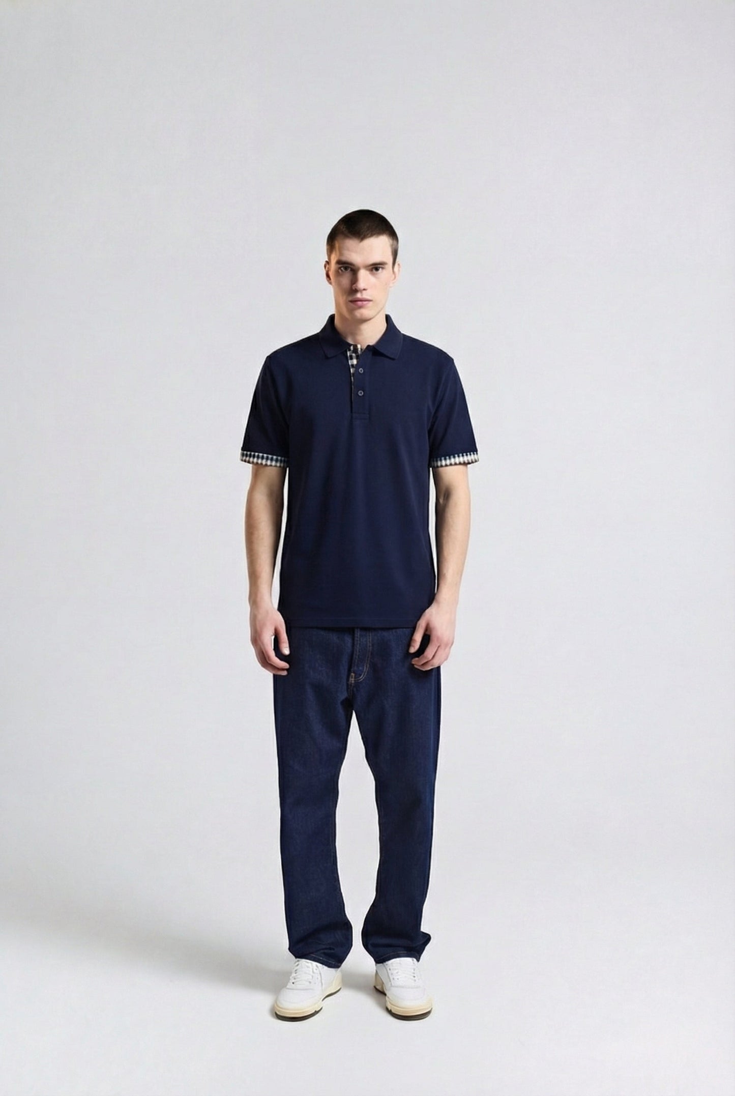 Stretch sleeves polo navy