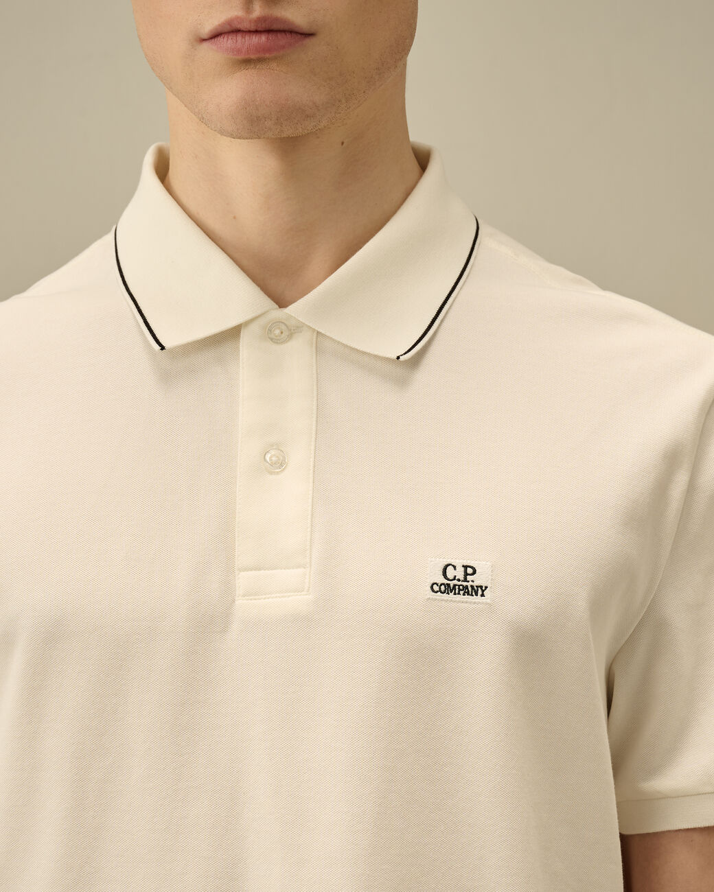 Polo sleeve Stretch piquet gauze white
