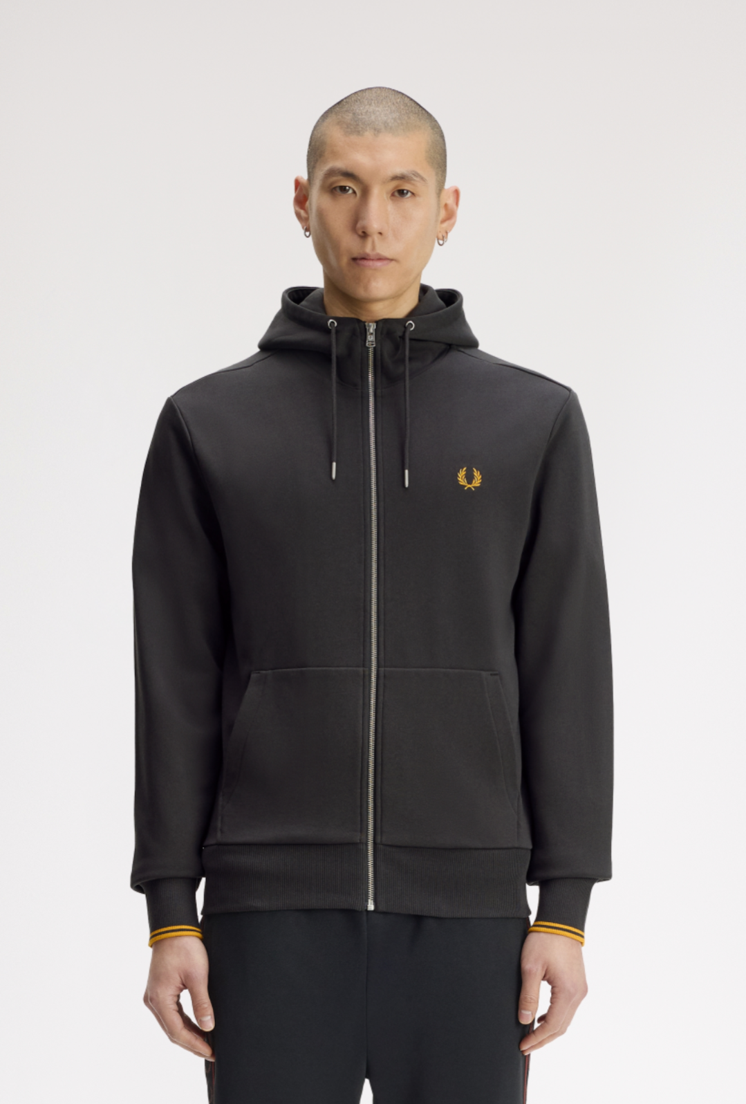Hooded zip trough sweatshirt grigia