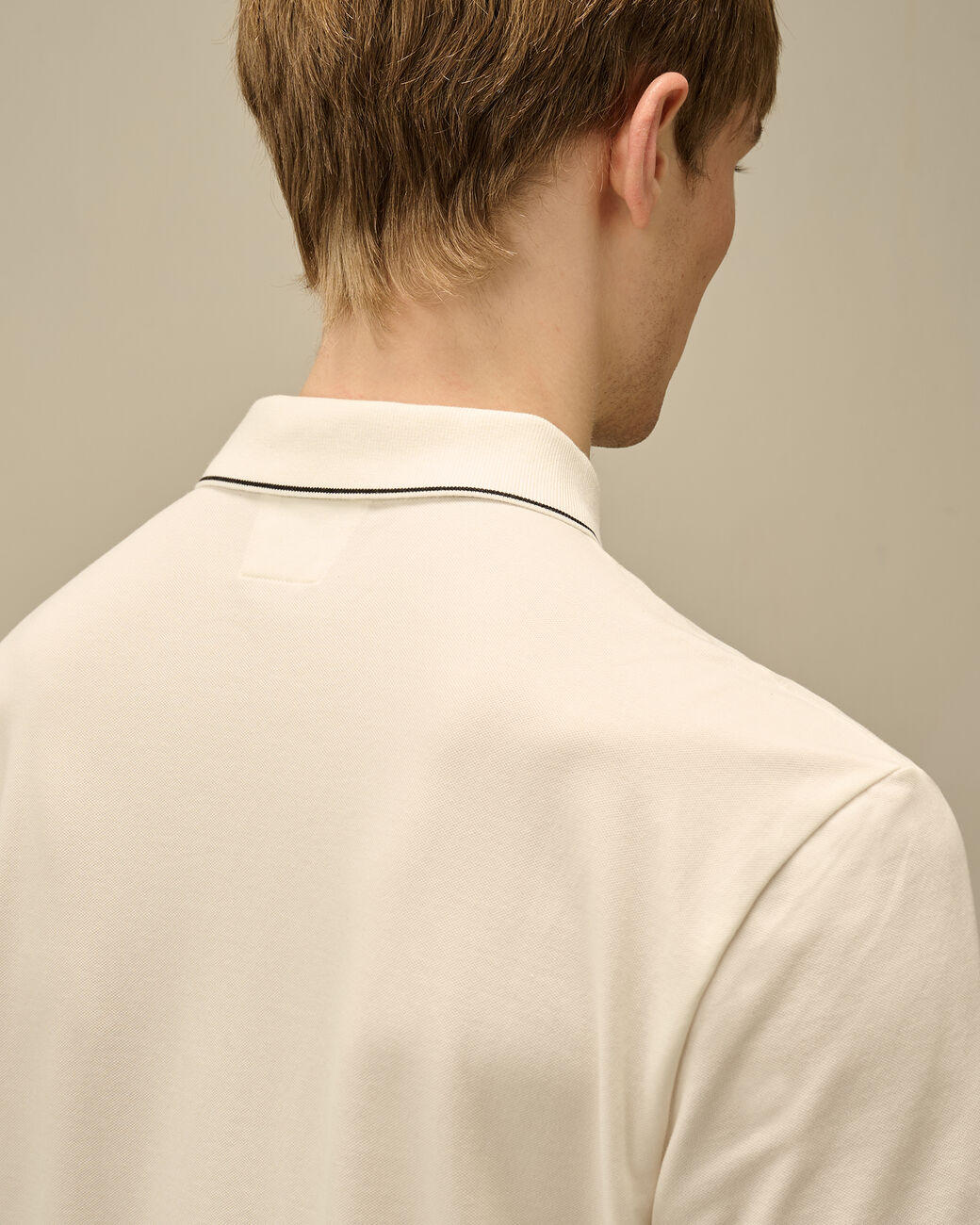Polo sleeve Stretch piquet gauze white