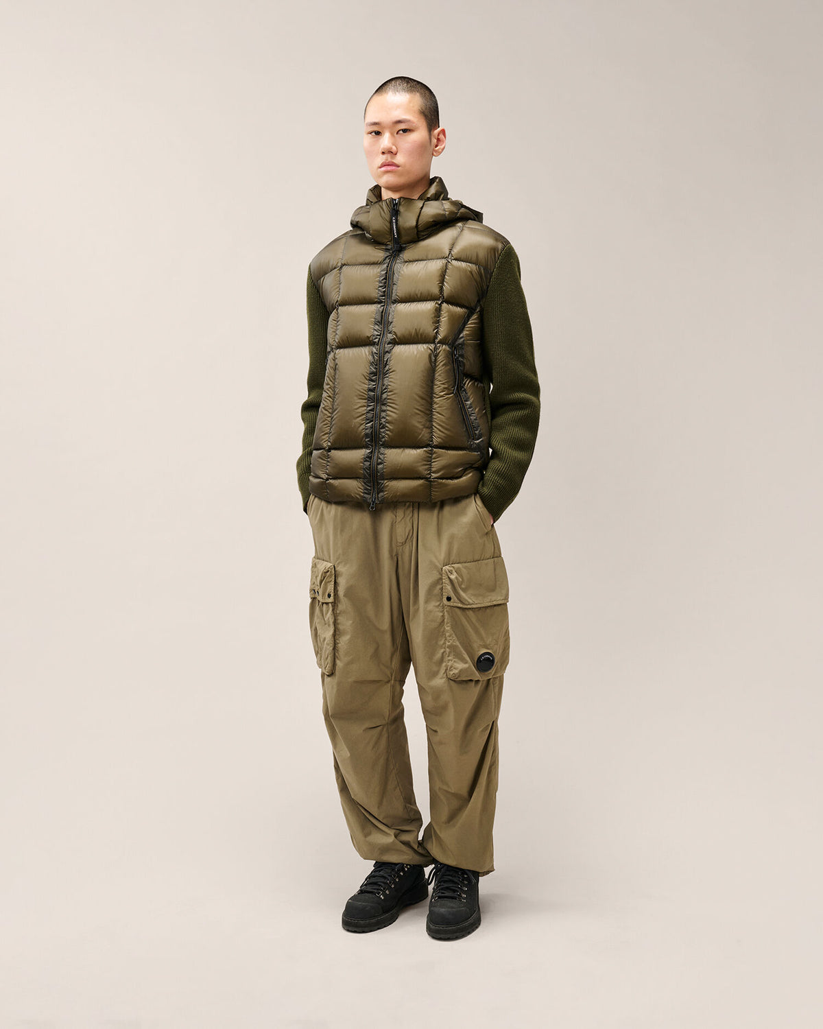 Knitwear goggle jacket merino wool extrafine Ivy green