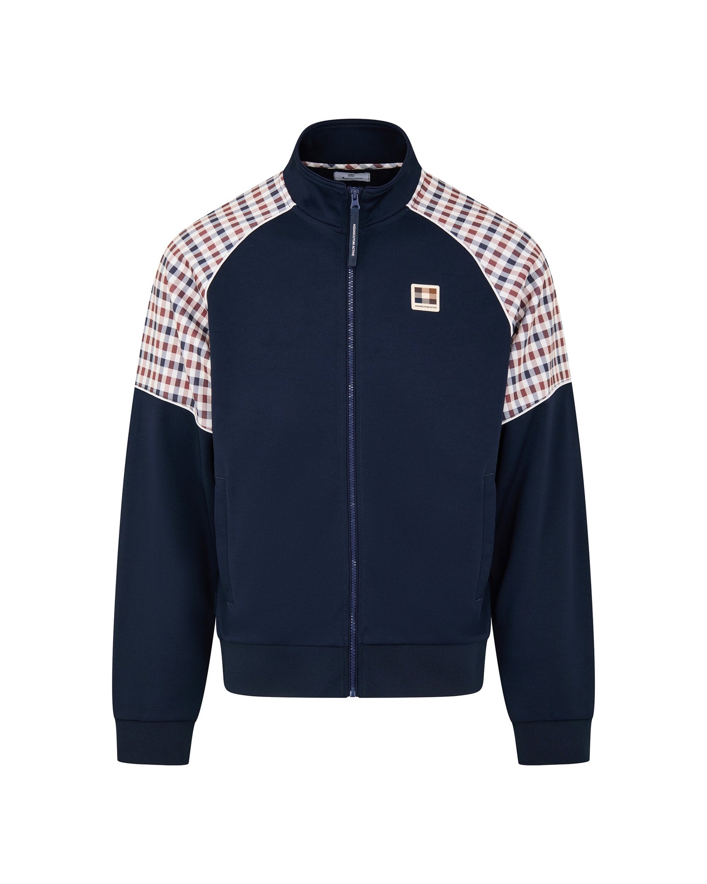 Check sleeves track top navy