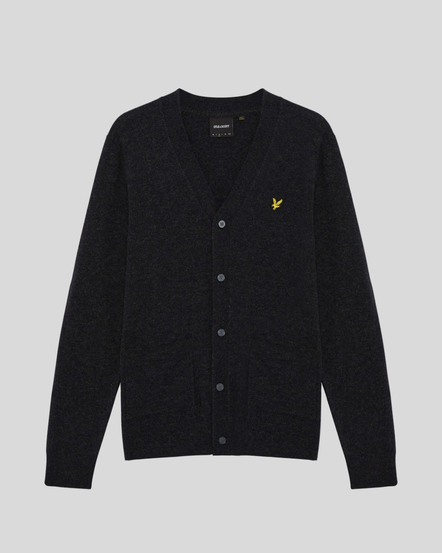 Cardigan lambswool jet black marl