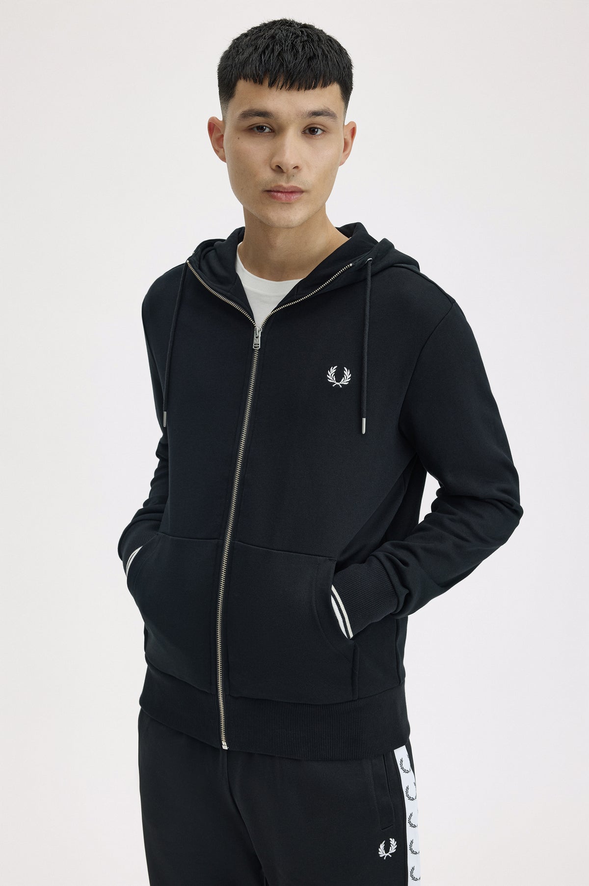 Hooded zip trough sweatshirt nera